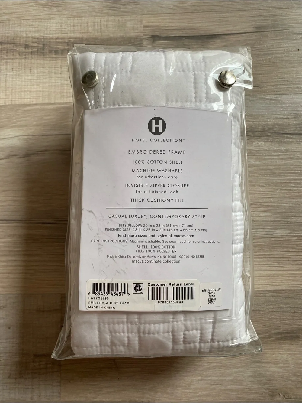 Hotel Collection Quilted Standard Pillowsham - White